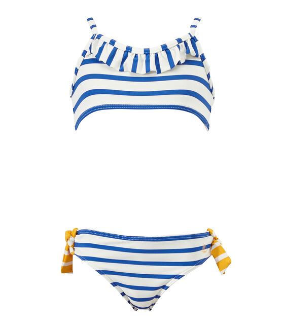 Mädchen-Bikini weiss MARSHMALLOW/blau PERSE