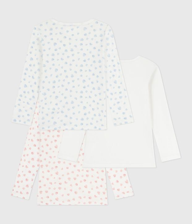 Set lang&auml;rmeliger Kinder T-Shirts aus Baumwolle mit Herzmotiv vielfarbig