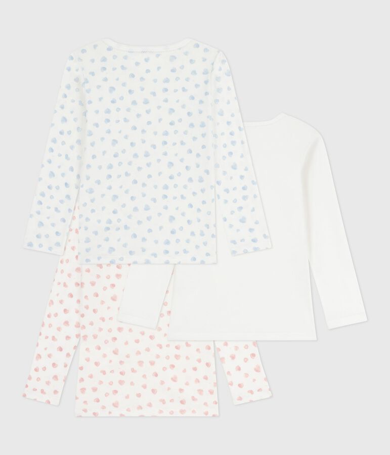 Set lang&auml;rmeliger Kinder T-Shirts aus Baumwolle mit Herzmotiv vielfarbig