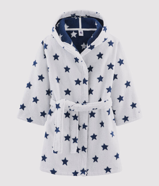 Frottee-Bademantel für Jungen weiss MARSHMALLOW/blau MEDIEVAL