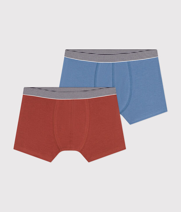 2er-Set Kinder-Boxershorts aus Baumwolle und Elastan vielfarbig