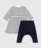 Baby-Kleid und Leggings aus Baumwolle weiss MARSHMALLOW/blau SMOKING