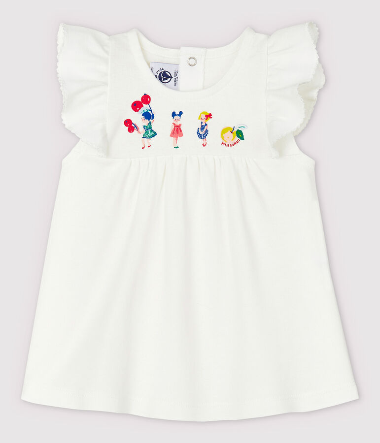 Kurz&auml;rmelige Baby-Bluse aus Baumwolle f&uuml;r M&auml;dchen weiss