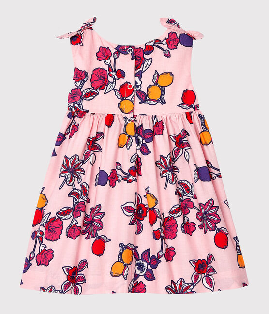 Gemustertes ärmelloses Baby-Kleid für Mädchen rosa MERVEILLE/weiss MULTICO