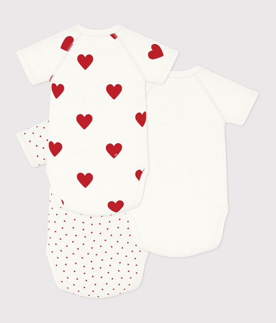 3er-Set kurzärmelige Baby-Wickelbodys aus Baumwolle mit Herzmotiv variante 1