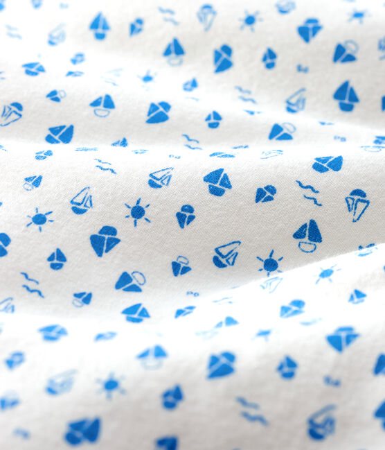 Baby-Schlafsack aus Bio-Baumwolle mit Boot-Motiv weiss MARSHMALLOW/blau COOL