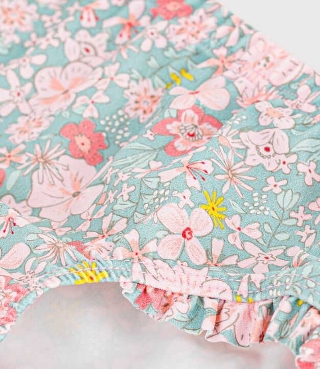 Baby-Badehose mit R&uuml;schen und Blumenmuster blau/vielfarbig
