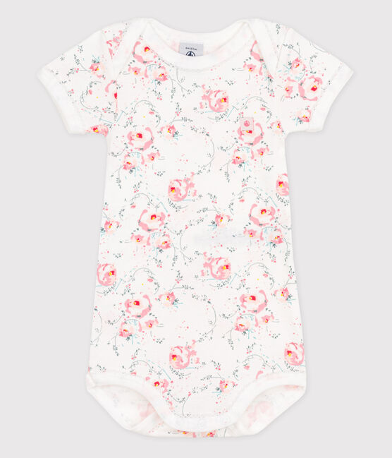 Kurzärmeliger Baby-Body weiss ECUME/weiss MULTICO
