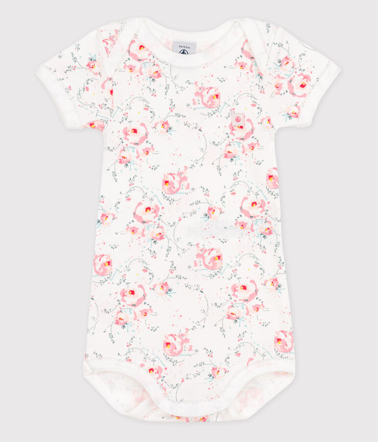 Kurz&auml;rmeliger Baby-Body weiss/vielfarbig