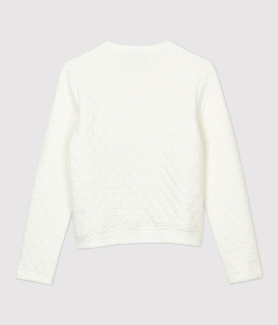 Damen-Cardigan aus gestepptem Doppeljersey weiss MARSHMALLOW