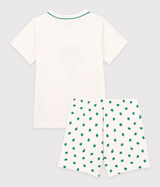Kinder-Kurzpyjama mit Baummotiv aus Leinen und Baumwolle für Jungen weiss MARSHMALLOW/weiss MULTICO
