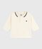 Langärmeliges Baby-Poloshirt aus einfarbiger Baumwolle naturfarben MILK