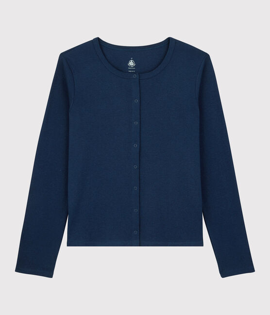 Einfarbiger Cardigan aus Baumwolle/Leinen Damen blau MEDIEVAL