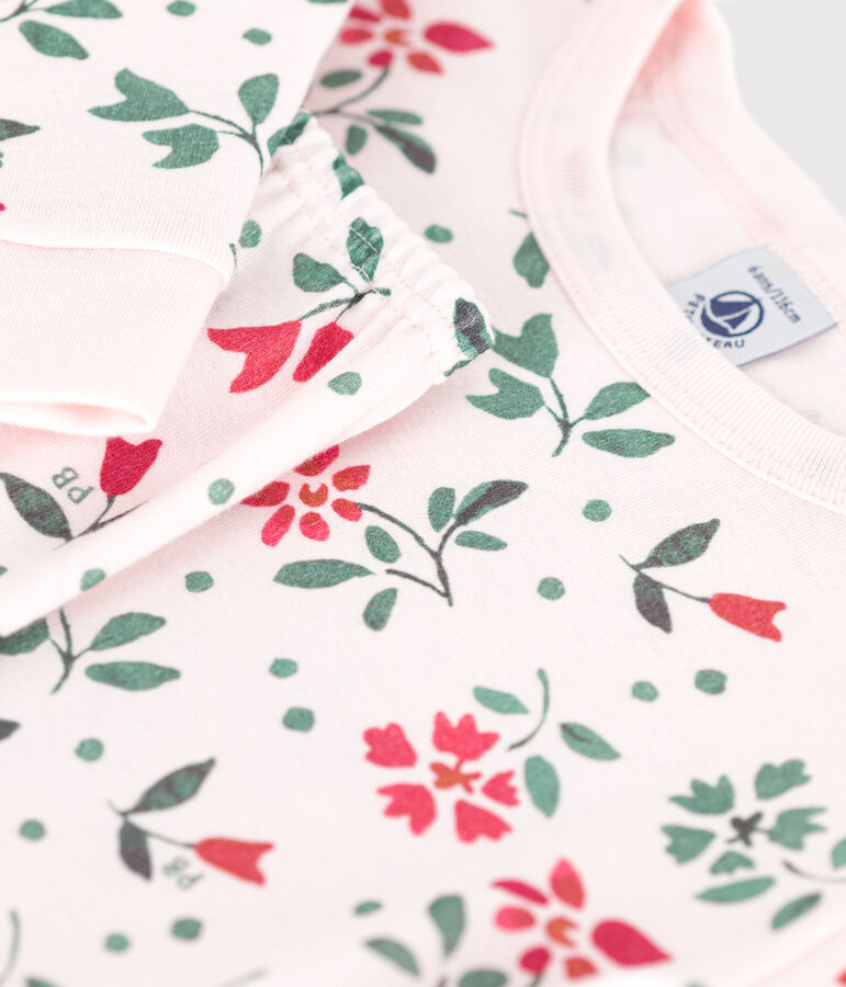 Eng anliegender Kinder-Pyjama aus Baumwolle mit Blumenmuster rosa/vielfarbig