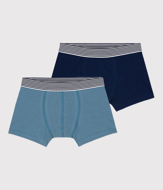 2er-Set einfarbige Boxershorts aus Baumwolle und Elastan für Jungen variante 1