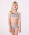 Kinder-Bikini mit Streifen weiss MARSHMALLOW/blau MEDIEVAL