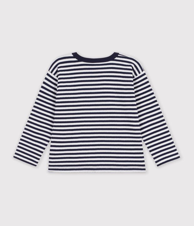 Lang&auml;rmeliges Kinder-T-Shirt mit Streifen blau/weiss/blau