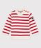 Baby-Pullover aus Jersey weiss MARSHMALLOW/rot TERKUIT