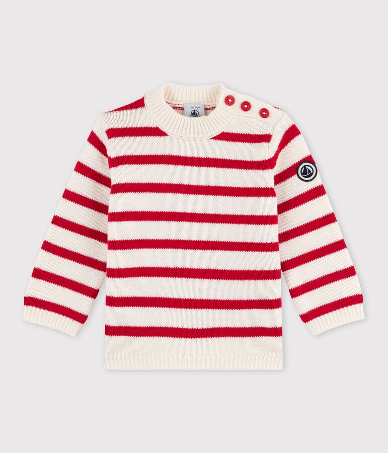 Baby-Pullover aus Jersey weiss/rot