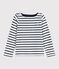 Kindershirt aus Jerseystoff mit Marinestreifen für Mädchen weiss MARSHMALLOW/ SMOKING ARGENT BRILLANT