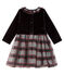 Langärmeliges Babykleid aus Materialmix für Mädchen schwarz NOIR/weiss MULTICO