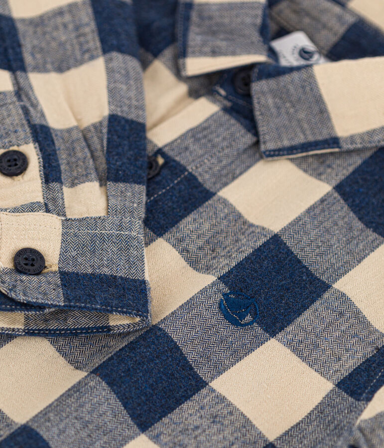 Kinderhemd aus Baumwoll-Flanell mit Karomuster f&uuml;r Jungen blau/naturfarben
