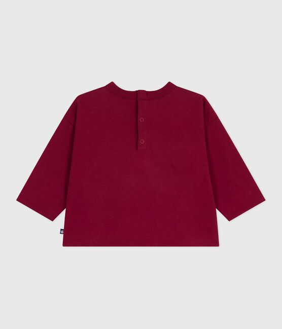 Langärmeliges Baby-T-Shirt aus Baumwolle mit Katzenmotiv AMARANTE