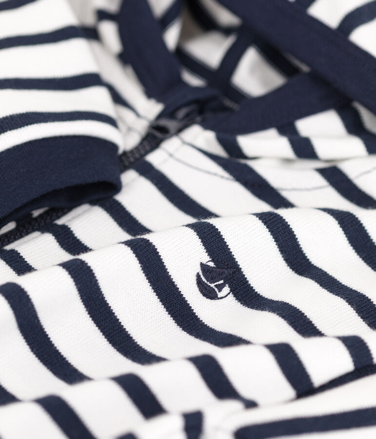 Baby-Kapuzensweatshirt aus dickem Jersey mit Marinestreifen weiss/blau