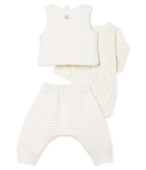 3-teiliges Baby-Set aus Doppeljersey weiss MARSHMALLOW