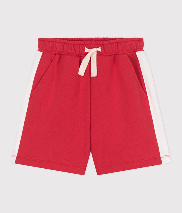 Kinder-Bermudashorts aus einfarbiger Baumwolle rot