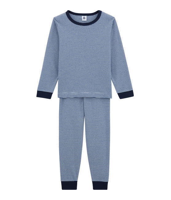 Jungen Schlafanzug blau LIMOGES/weiss MARSHMALLOW
