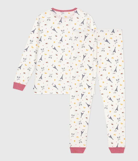 Kinder-Pyjama aus Baumwolle mit Paris-Motiven weiss MARSHMALLOW/weiss MULTICO