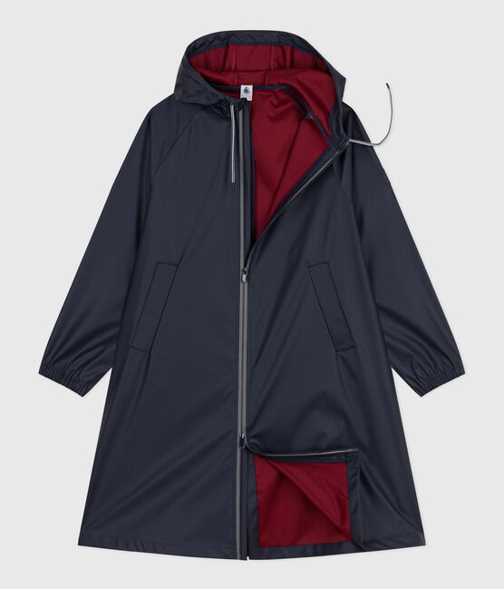 Lange Damen-Regenjacke mit zwei Farben blau SMOKING