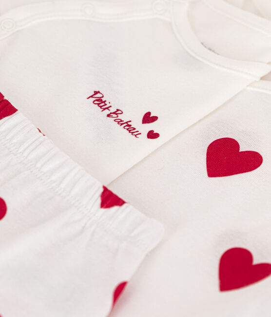 3er-Set aus Baumwolle mit Herzmotiv weiss MARSHMALLOW/rot TERKUIT