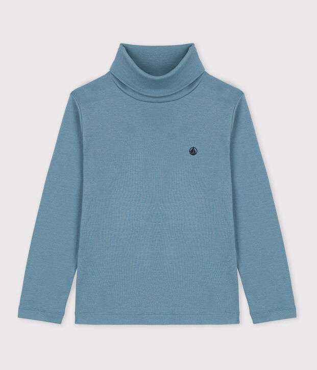 Kinder-Rollkragenshirt aus Baumwolle blau