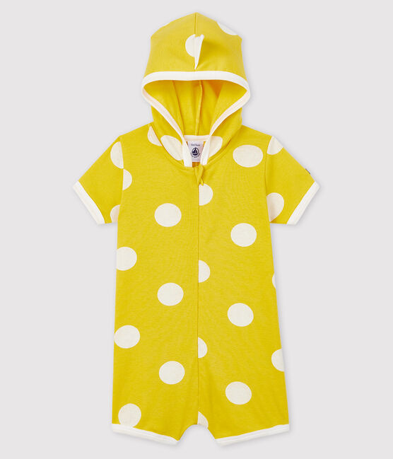 Baby-Kurzoverall 'Dinosaurier' aus Rippstrick gelb BLE/weiss ECUME