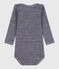 Langärmliger Baby-Body aus Wolle und Baumwolle blau SOIR/ MARSHMALLOW