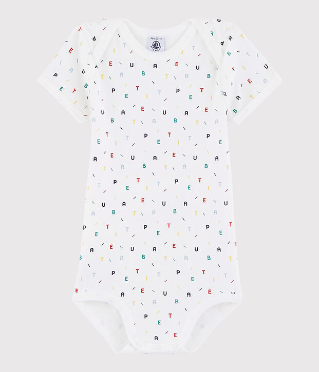 Kurz&auml;rmeliger Baby-Body M&auml;dchen/Jungen weiss/vielfarbig