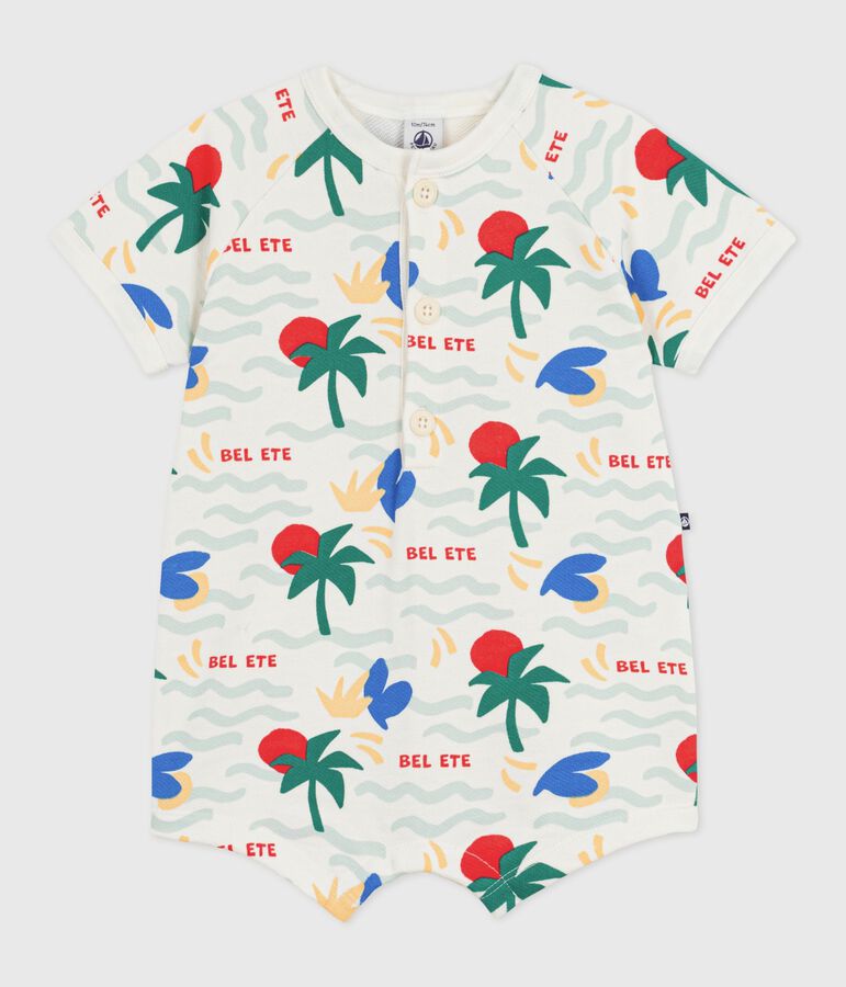 Baby-Kurzoverall aus bedruckter Baumwolle naturfarben/vielfarbig