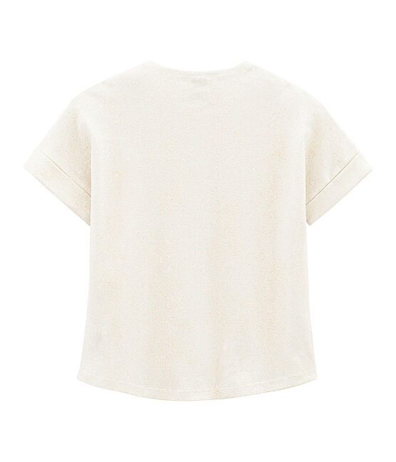 Kurzärmeliges Kinder-T-Shirt Mädchen weiss MARSHMALLOW/rosa COPPER
