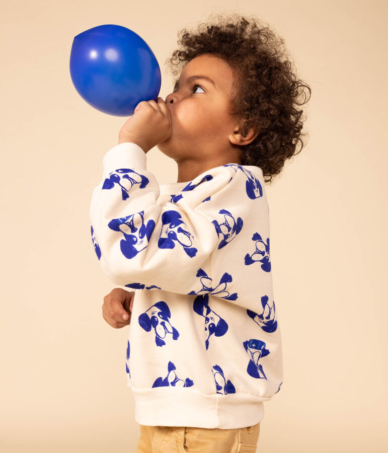 Sweatshirt mit Printmotiv aus Molton naturfarben/blau