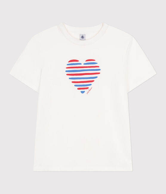 Damen T-Shirt Le Droit aus einfarbiger Baumwolle weiss MARSHMALLOW