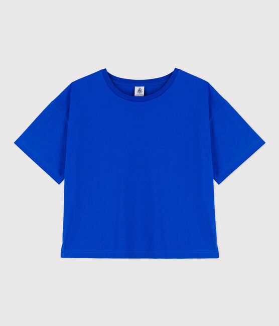 Damen-T-Shirt LE BOXY aus Baumwolle blau PERSE