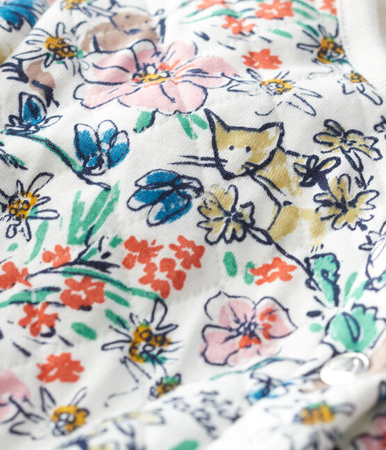 Kinder-Cardigan aus Doppeljersey für Mädchen weiss MARSHMALLOW/weiss MULTICO