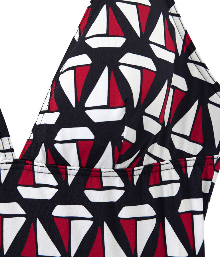 Bedruckter Damen-Badeanzug blau SMOKING/weiss MULTICO