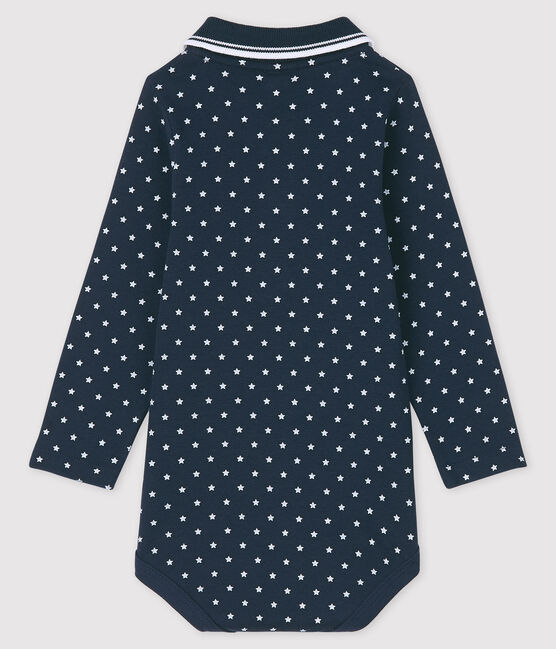 Langärmliger Baby-Body mit Polokragen blau SMOKING/weiss MARSHMALLOW