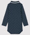 Langärmliger Baby-Body mit Polokragen blau SMOKING/weiss MARSHMALLOW