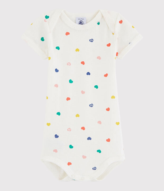 Kurz&auml;rmeliger Baby-Body M&auml;dchen weiss/vielfarbig