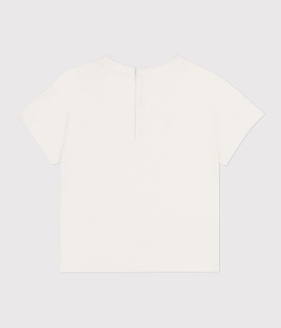 Kurzärmeliges Baby-T-Shirt aus einfarbiger Baumwolle blau MARSHMALLOW/ PORCELANA
