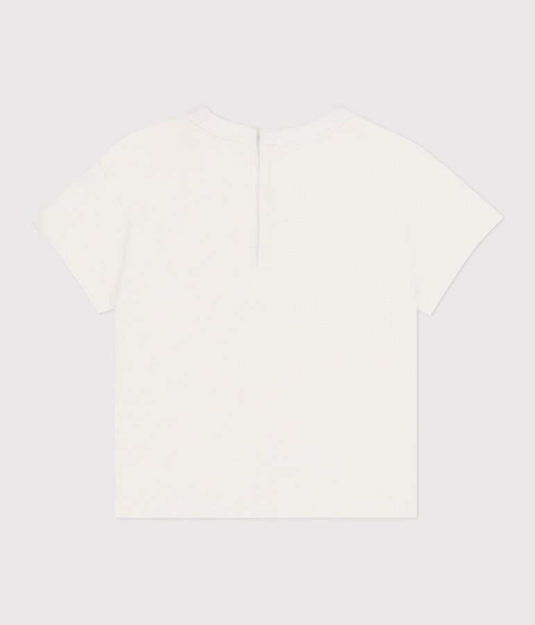 Kurz&auml;rmeliges Baby-T-Shirt aus einfarbiger Baumwolle weiss/blau